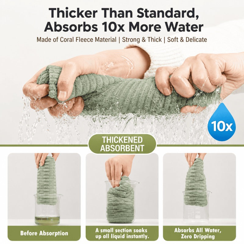 Thick absorbent microfiber towel demonstration